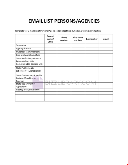 email list person agencies template template