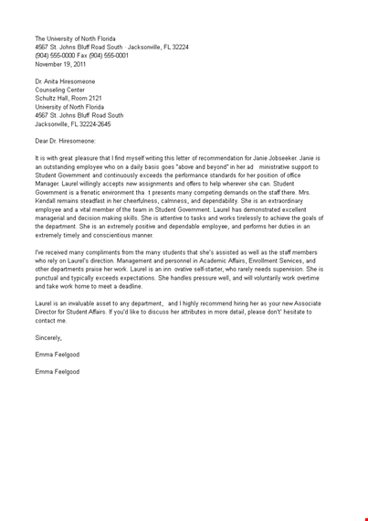 director recommendation letter template