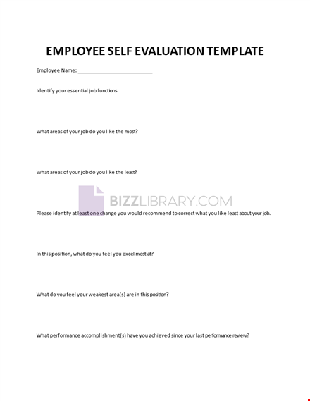 template for employee self-evaluation template