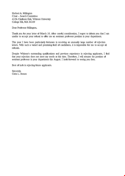 funny job applicant rejection letter template