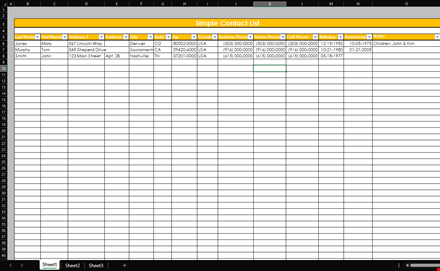 simple contact list template in excel template