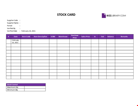 stock card inventory template