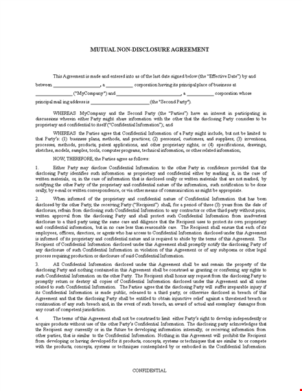 mutual non disclosure agreement template word ktycdsutxo template