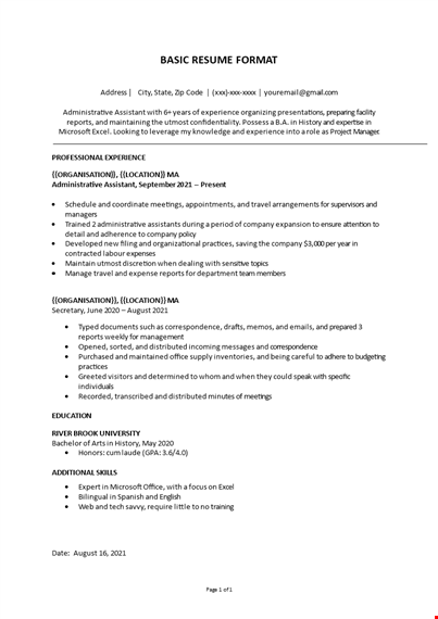 basic resume example template