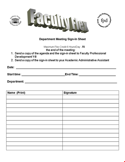 department meeting sign-in sheet template template