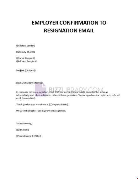 resignation acknowledgement letter template
