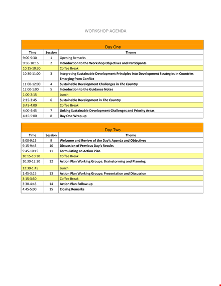 sample workshop agenda template