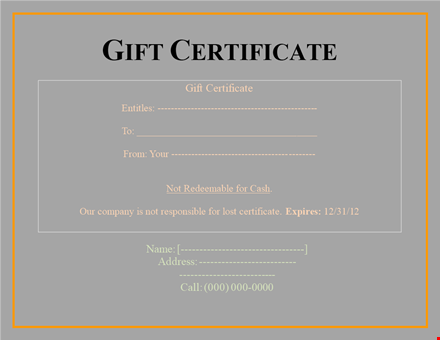 gift certificate templates - customizable and printable template