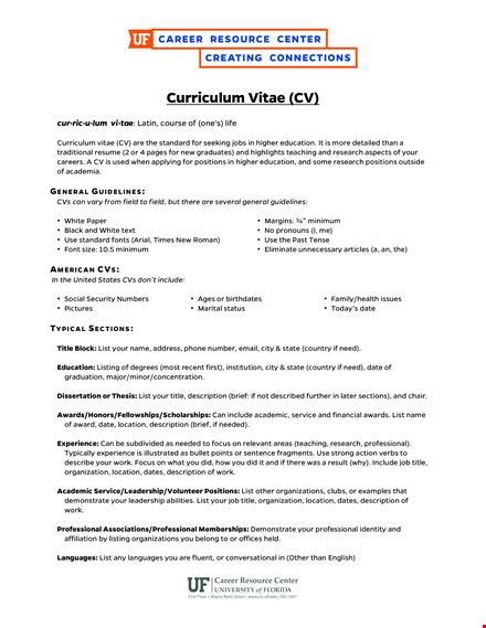 higher education cv template template