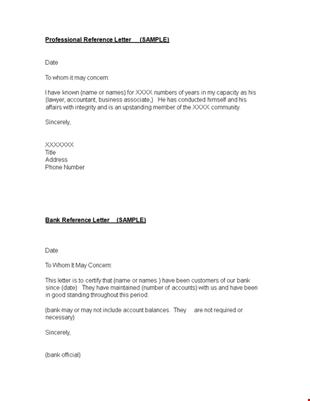 sample professional letter of reference | reference letter template