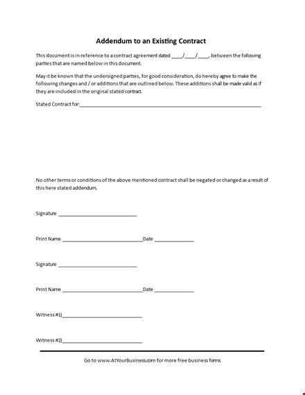 contract amendment form template