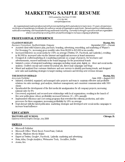 experienced marketing professional | sales, media, and brand expertise template