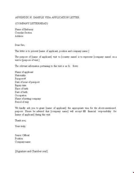 employment visa job application letter template