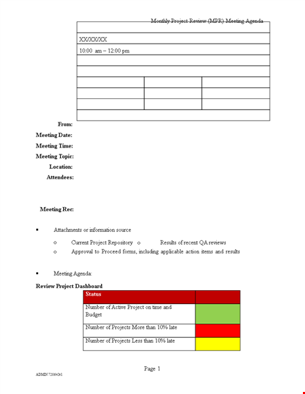 project review agenda template