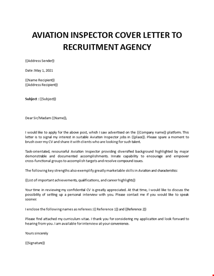 aircraft inspector cover letter template
