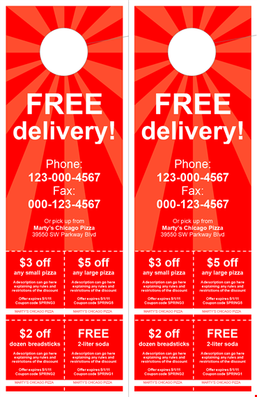 delivery coupon template template