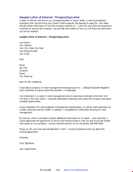effective sales letter of interest for your company template
