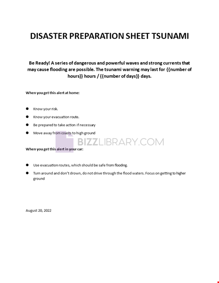 disaster preparation sheet tsunami template