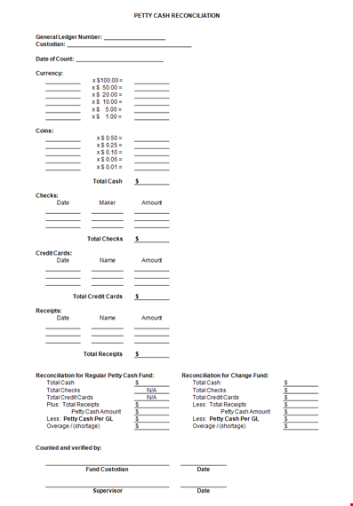 petty cash reconciliation excel template template