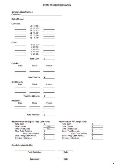 petty cash reconciliation template