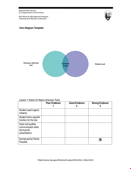 venn diagram example with table template