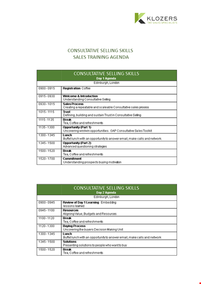 sales agenda: boost your skills in consultative selling and coffee sales template