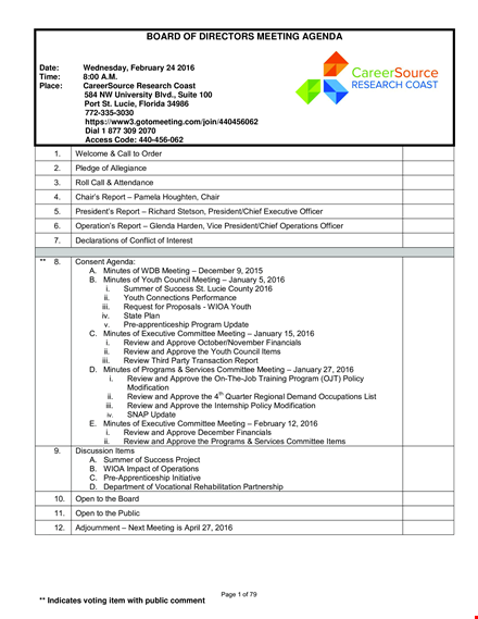 sample weekly board of director meeting agenda template template