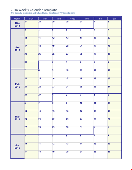 weekly calendar template - create and organize your weekly schedule with wincalendar template