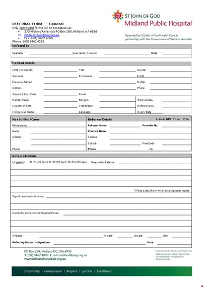 referral form template - easily track referral details, address, and phone template