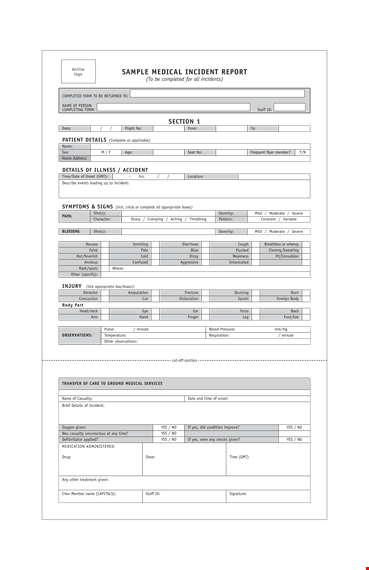 medical assistant incident report - documenting medical patient incidents template