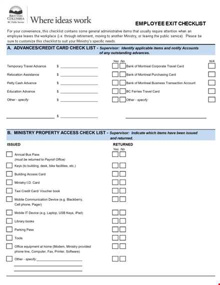 employee exit checklist template