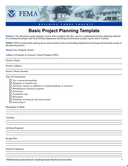 project planning template for building and inspection | free project template