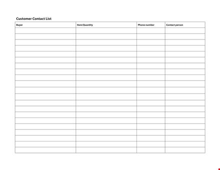 customer contact list template: organize and manage contacts template