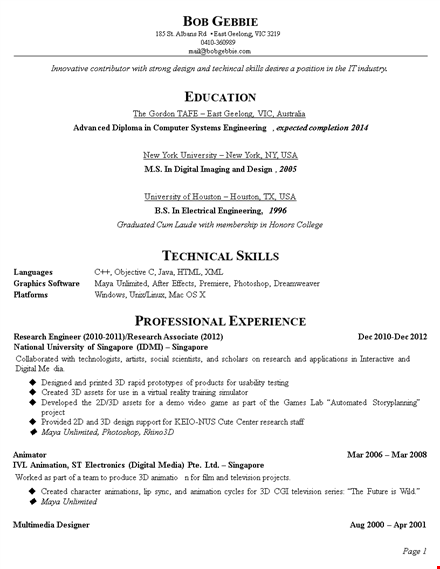 modern technical resume example template