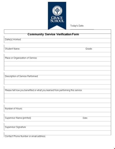 community service letter template | get proof of service | supervisor contact | number template