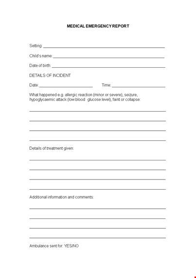 medical emergency incident report template