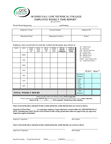 employee weekly time report template