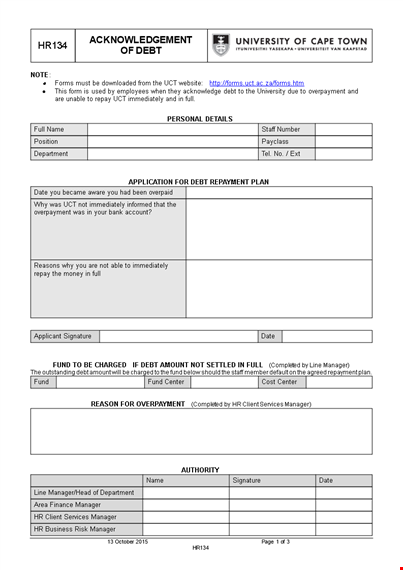 acknowledgement of debt agreement template