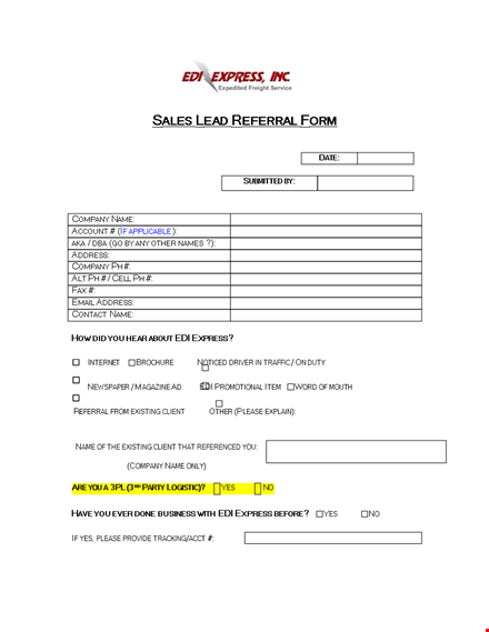 sales referral form template template