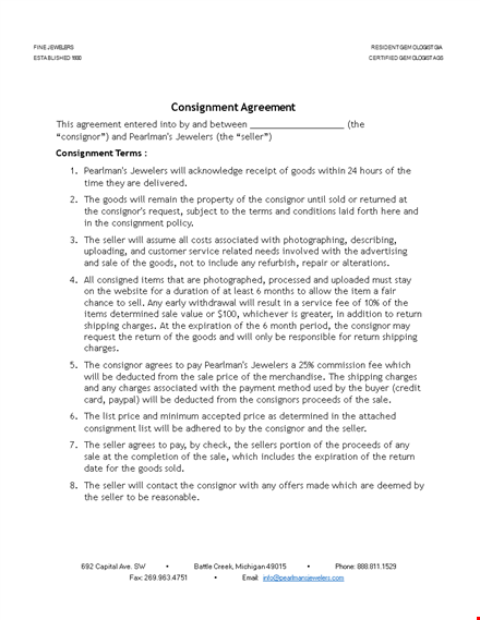 consignment agreement template template
