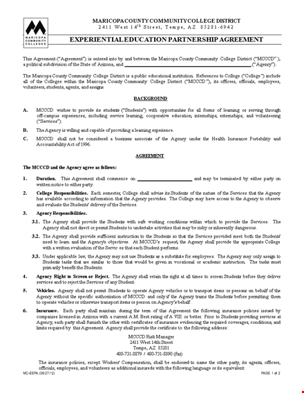 partnership agreement template for agency insurance: students shall use this agreement template