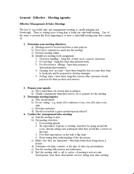 sales meeting agenda outline template template