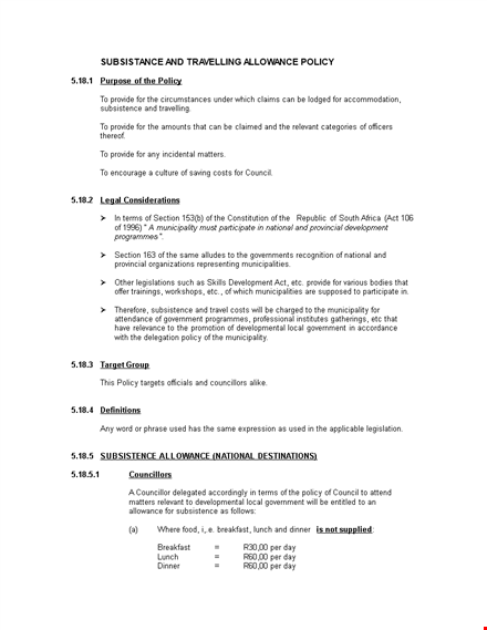 travel allowance policy template fyyxulnq template