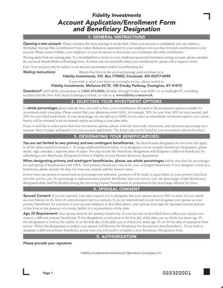 fidelity app - manage your account, update beneficiary information template