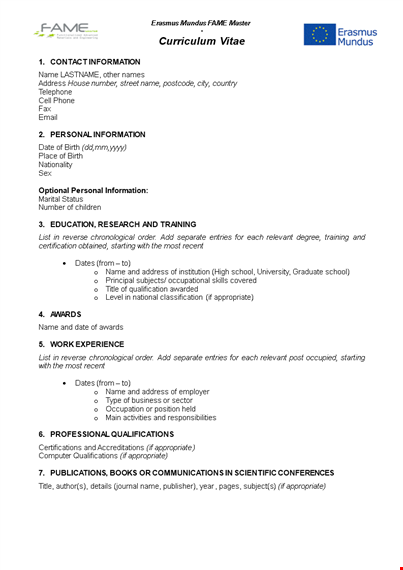 professional curriculum vitae template - highlight your skills & competences template