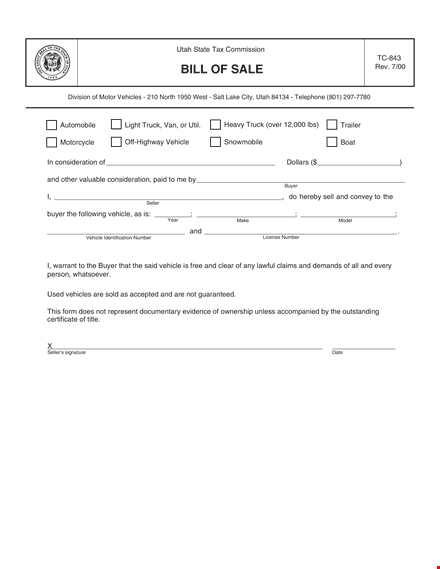 used car bill of sale template template