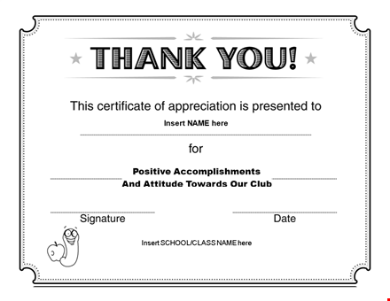 positive attitude towards accomplishments | certificate of appreciation template
