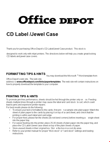 cd case template for printer: create professional labels and jewel cases template