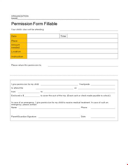 get your child's permission slip today - easy and hassle-free! template