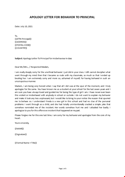 letter of apology for bad behaviour template